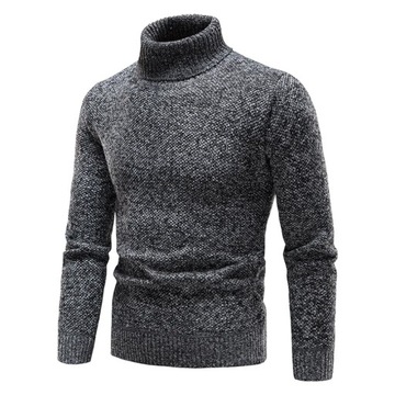MĘSKI SWETER mężczyzn sweter z golfem jednolity kolor bluzy grube ciepłe gr