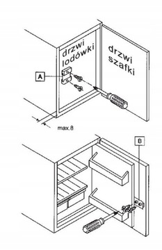 ВЫДВИЖНОЙ КРЮК ДЛЯ ДВЕРЦ ВСТРАИВАЕМОГО ХОЛОДИЛЬНИКА КРЕПЛЕНИЕ ДЛЯ ВСТРАИВАЕМОГО ХОЛОДИЛЬНИКА