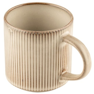 6 x Kubek porcelanowy z uchem 330 ml Retro Evia kremowy do kawy herbaty