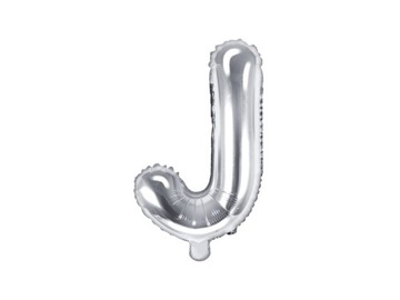 Balon foliowy litera J srebrny 35cm 1szt
