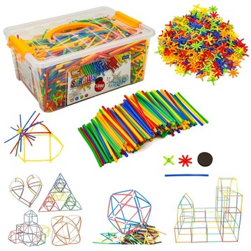 НАБОР БОЛЬШИХ КОНСТРУКТОРОВ для детей Соломинки Трубочки-палочки 1200 шт.