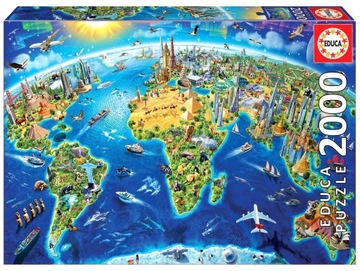 Educa Puzzle 2000 el. Zabytki całego świata Mapa