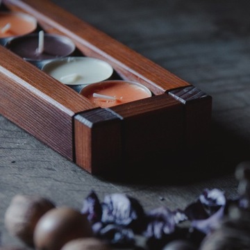 Drewno Świecznik 5x tealight, tacka Nowość!!