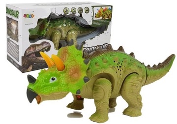ZIELONY DINOZAUR NA BATERIE TRICERATOPS