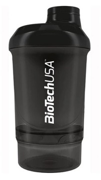 BIOTECH MAŁY CZARNY SHAKER NA SIŁOWNIĘ + POJEMNIK SCHOWEK!