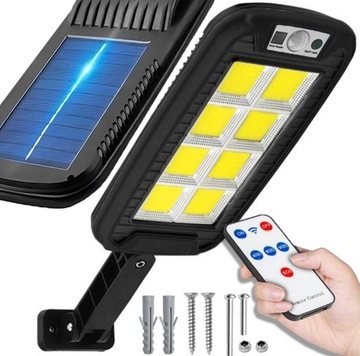LAMPA SOLARNA LATARNIA ULICZNA LED PILOT COB ELEWACYJNA OGRODOWA CZUJNIK