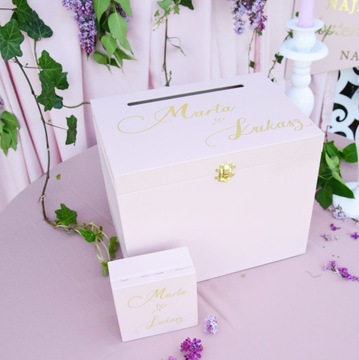 Большая Коробка для КОНВЕРТОВ + ОБРУЧАЛЬНЫХ КОЛЬЦ, пудрово-розовый