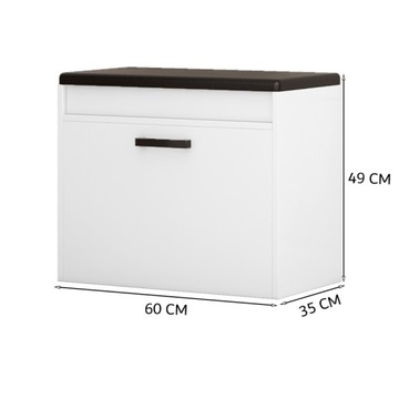 SZAFKA NA BUTY BIAŁA Z SIEDZISKIEM I SCHOWKIEM PRZEDPOKÓJ 2 PÓŁKI OTWIERANA