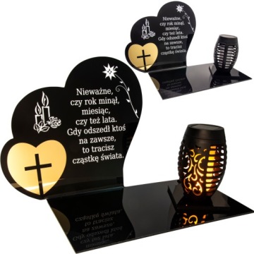SOLARNY ZNICZ LED STATUETKA SERCE NA CMENTARZ GRÓB DUŻA