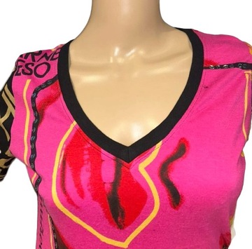 DESIGUAL różowa bawełniana bluzka print usta M