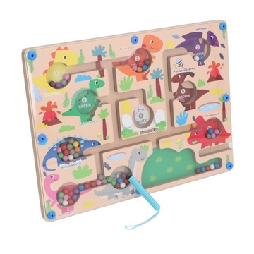 Магнитный цветной и цифровой лабиринт с рисунком динозавра