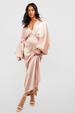 FC42209 *BOOHOO PETITE SATYNOWA SUKIENKA MAXI SZEROKIE RĘKAWY XL