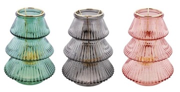 ŚWIECZNIK do PODGRZEWACZY TEALIGHT CHOINKA SZARY