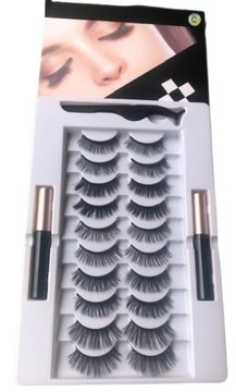 МАГНИТНЫЕ РЕСНИЦЫ 10X ДЛИННЫЕ + ПИНЦЕТ + 2X ПОДВОДКА ДЛЯ ГЛАЗ