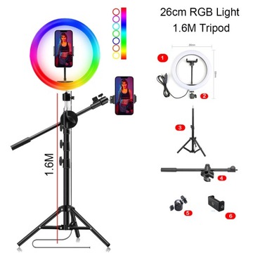 26CM RGB fotografia Led wideo lampa pierścieniowa