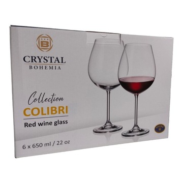 BOHEMIA COLIBRI KIELISZEK WINO RED 650 ML 6SZT/KPL