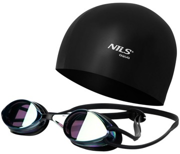 Очки для плавания с защитой от запотевания + силиконовая шапочка для плавания