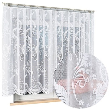 FIRANA GOTOWA ŻAKARDOWA BIAŁA BEZ PRASOWANIA NA ŻABKI 250x150