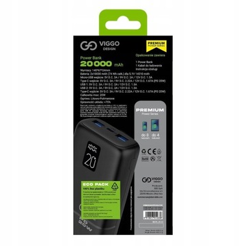 ЕМКОСТЬ POWERBANK 20000 МАЧ PD 2XUSB USB-C БЫСТРАЯ ЗАРЯДКА QC 20 Вт ПОДСВЕТКА