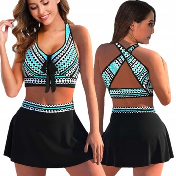 STRÓJ KĄPIELOWY DWUCZĘŚCIOWY SPÓDNICA PLUS SIZE