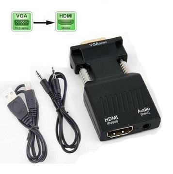 ADAPTER KONWERTER VGA D-SUB DO HDMI + DŹWIĘK AUDIO