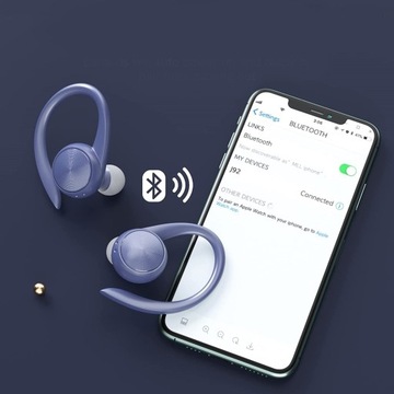 БЕСПРОВОДНЫЕ СПОРТИВНЫЕ НАУШНИКИ-ВКЛАДЫШИ с BLUETOOTH + ЗАРЯДНЫЙ ЧЕХОЛ J92 СИНИЙ