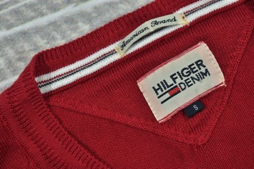 TOMMY HILFIGER Czerwony Sweter Męski Vneck / S