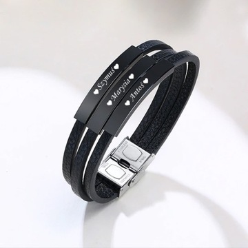 ТРОЙНОЙ БРАСЛЕТ С ГРАВИРОВКОЙ ДЕТСКИХ ИМЕН, СТАЛЬ