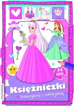 Księżniczki Kolorujemy i naklejamy Praca zbiorowa - książka dla dzieci