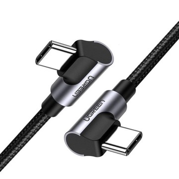 UGREEN US323 угловой кабель USB-C — USB-C, PD, 3А, 60 Вт, 2 м (черный)