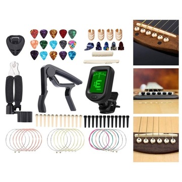 Zestawy akcesoriów do gitary akustycznej Tuner gitarowy Struny do gitary Le