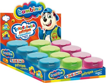 Тройная точилка BAMBINO с цветным контейнером.