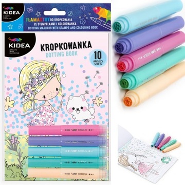 Flamastry do Malowania Kropkami ze Stempelkami i Kolorowanka Wróżki Kidea