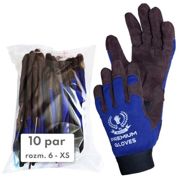 Rękawice robocze PREMIUM GLOVES, montażowe skórzane 3Kamido 10 par 6 XS