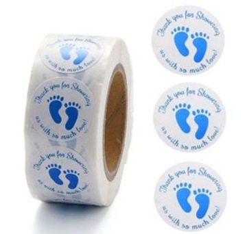 NAKLEJKI OKRĄGŁE 500szt BABY SHOWER BOY CHŁOPIEC