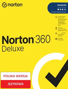 Norton 360 Deluxe PL 3 stanowiska 3 lata (bez karty) + Secure VPN