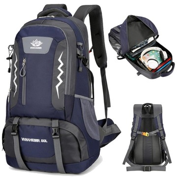 БОЛЬШОЙ ТУРИСТИЧЕСКИЙ РЮКЗАК 60 Л. НАБОР ДЛЯ ПУТЕШЕСТВИЯ В ГОРЫ С РЕМНЯМИ