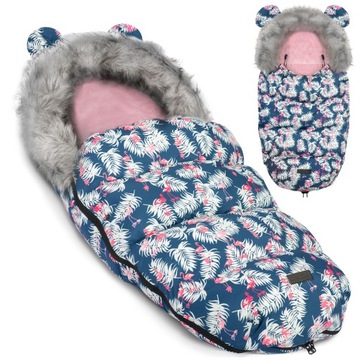 Спальник Elmi Ricokids для коляски и санок - синий с фламинго