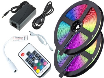 ZESTAW 300 LED Taśma RGB 10M Pilot Radiowy 30/M