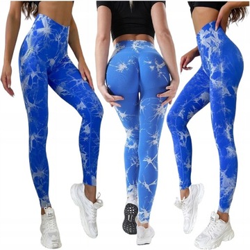 LEGGINSY SPORTOWE PUSH UP NA SIŁOWNIE NIEBIESKIE L