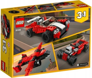 LEGO CREATOR 3IN1 — СПОРТИВНЫЙ АВТОМОБИЛЬ + ХОТ РОД + САМОЛЕТ — 31100