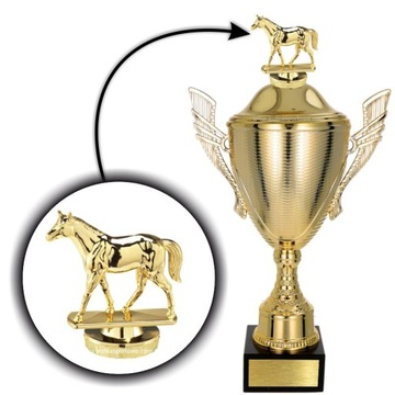 PIĘKNY puchar z figurką Jeździectwo 2.38 cm + TABLICZKA GRATIS