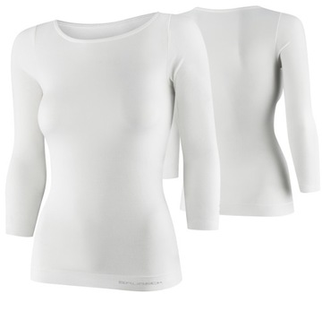BRUBECK DAMSKA KOSZULKA TERMOAKTYWNA RĘKAW 3/4 COMFORT MERINO KREMOWY M