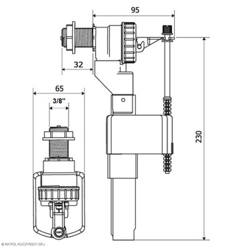УНИВЕРСАЛЬНЫЙ СМЫВНО-НАПОЛНИТЕЛЬНЫЙ КЛАПАН ДЛЯ УНИТАЗА 3/8