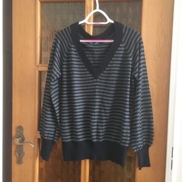 SWETER DOROTHY PERKINS PASKI SZARO-CZARNE XL WOOL