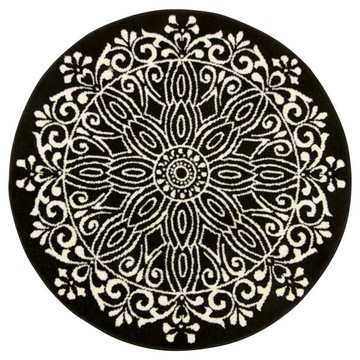 śr. 120 cm OKRĄGŁY CZARNY DYWAN LUNA KOŁO ORNAMENT STYL BOHO