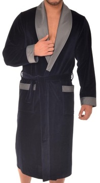 Szlafrok męski welurowy - bawełna RE-102 Granat L