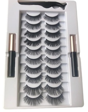RZĘSY MAGNETYCZNE 10X DŁUGIE+PĘSETA + 2X EYELINER