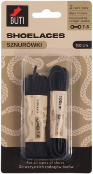 BUTI Shoelaces Šnúrky do topánok (100cm) - Black 2 páry