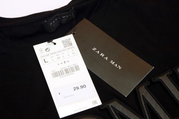 Koszulka męska młodzieżowa T-shirt Zara Man ADMIT r. L Czarna Napis $30